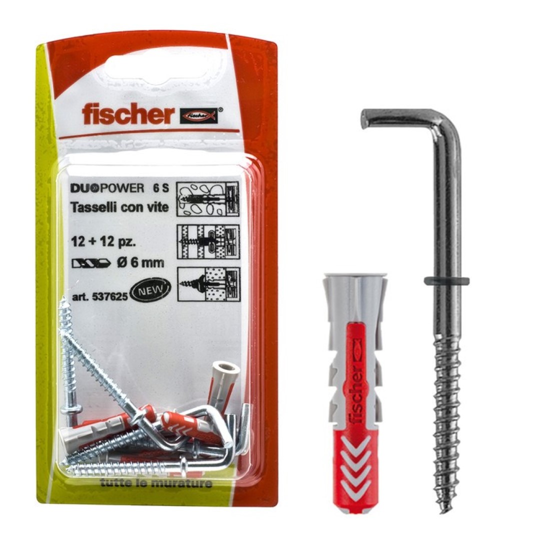 Tasselli Univer.Duopower 6 Con 2K Con Gancio Medio Set 5 Pezzi – Fischer