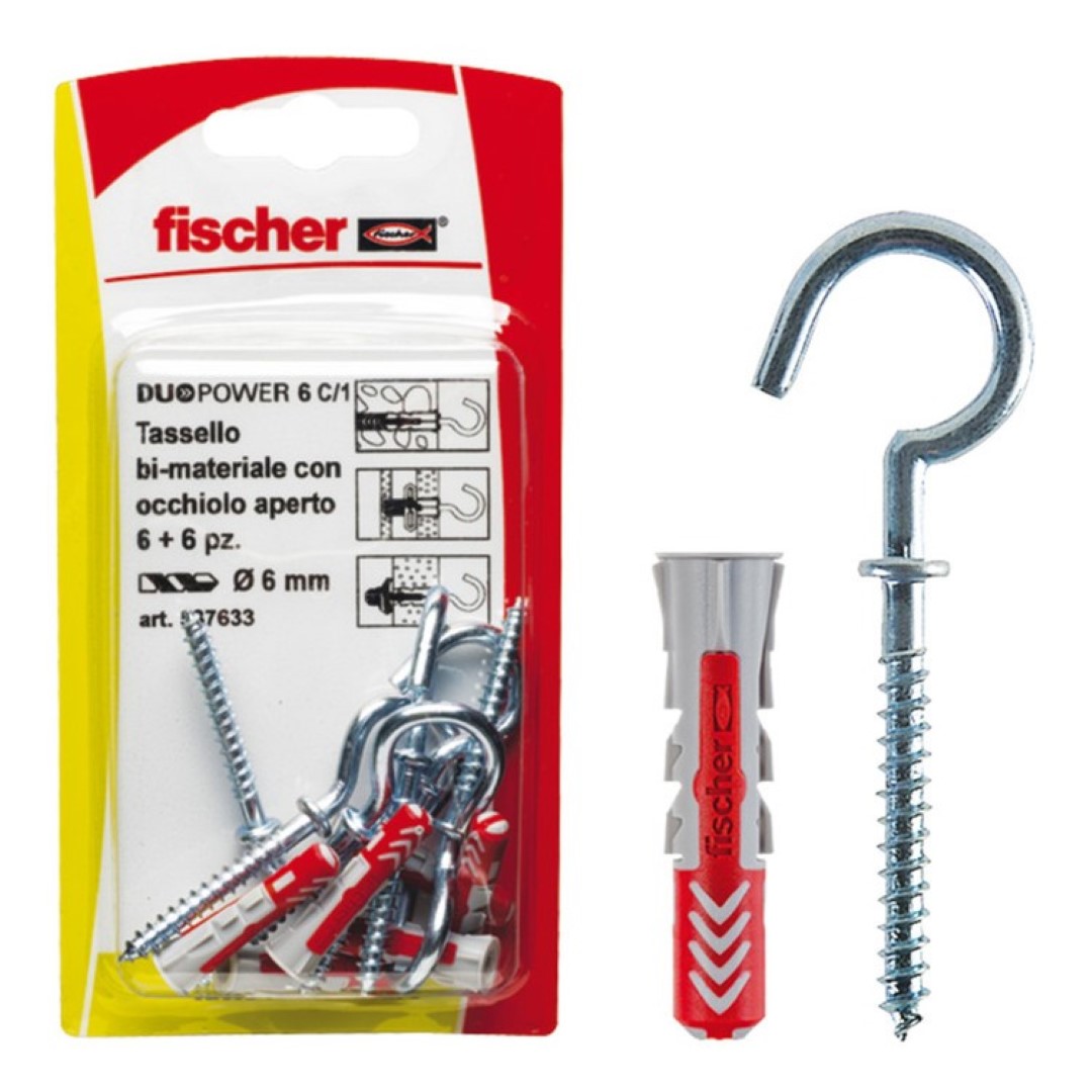 Tasselli Univer.Duopower 6 Con 3K Con Occhiolo Chiuso Set 5 Pezzi – Fischer