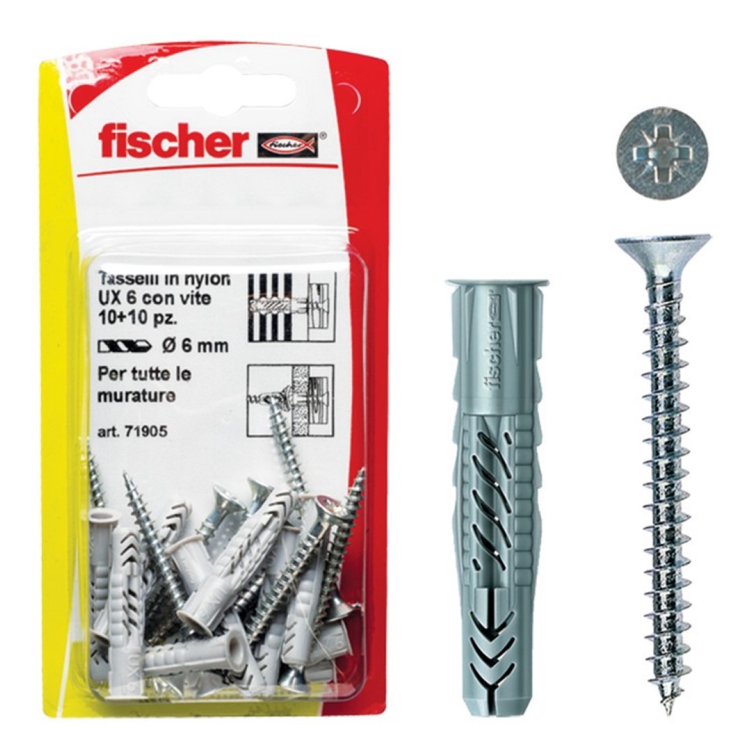 Tasselli Nylon Ux 10X60 S K Set 5 Pezzi – Fischer