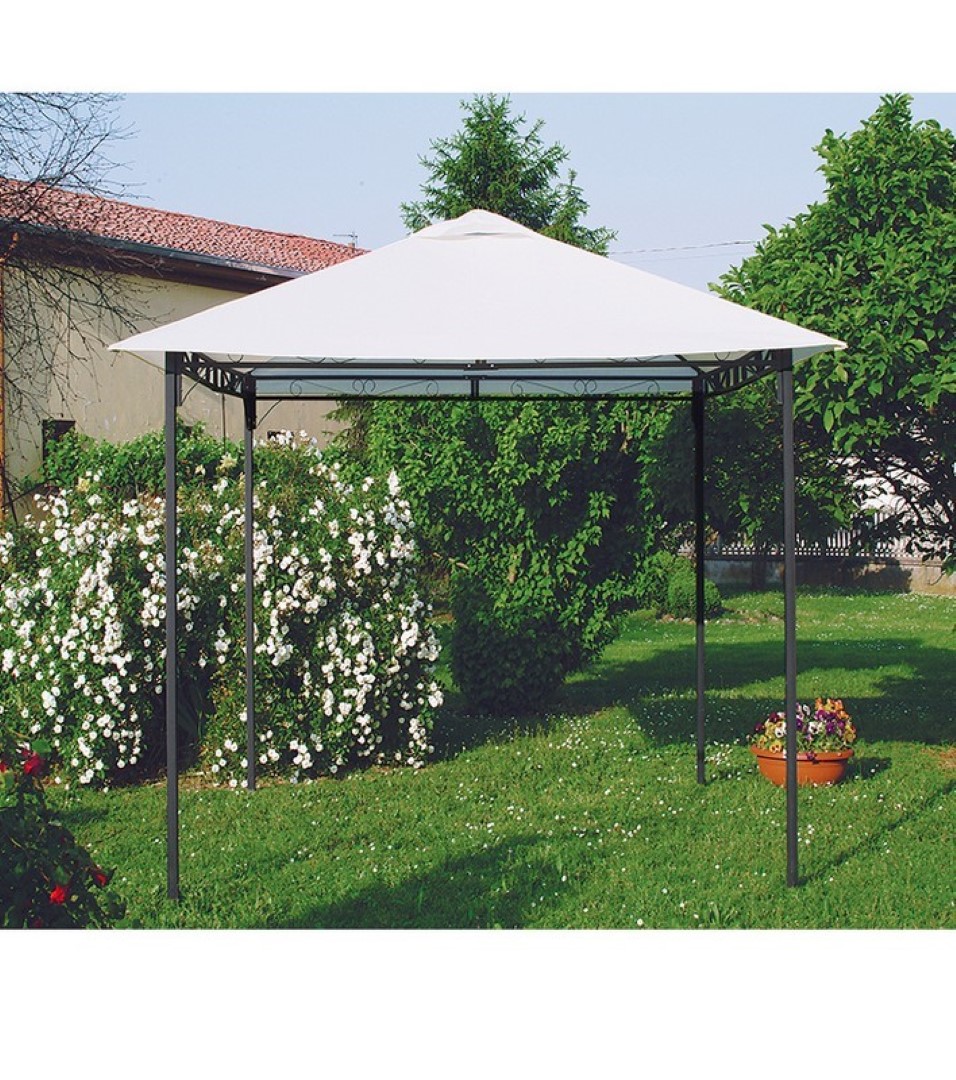 Gazebo Da Giardino 3X3 In Ferro Copertura Bianca Style – Biacchi Ettore