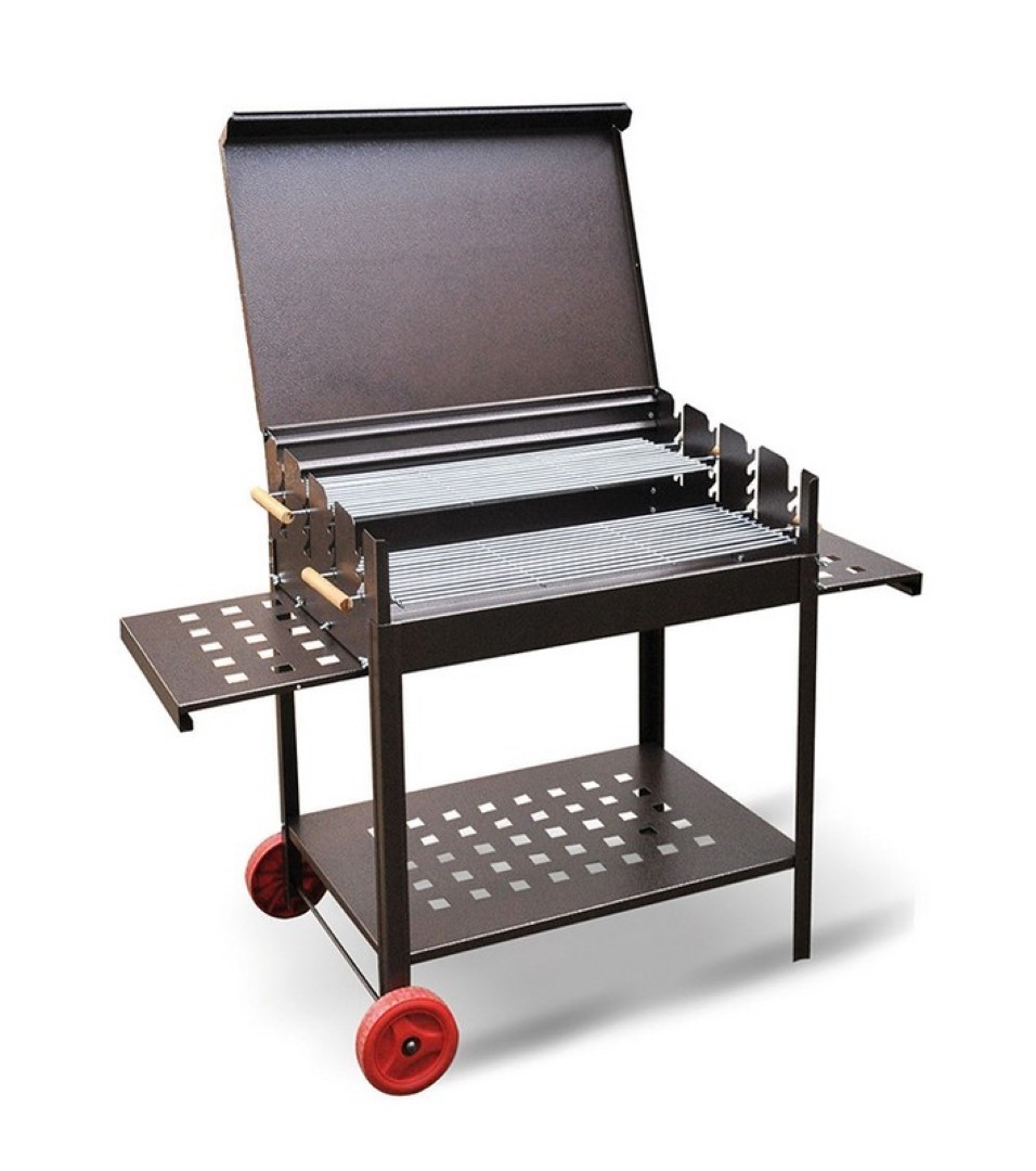 Barbecue Portatile C/Coperchio Etna Doppia Griglia 50X80X90H Cm – Artigianferro